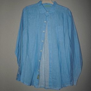 Tommy Bahamas blue linen button down